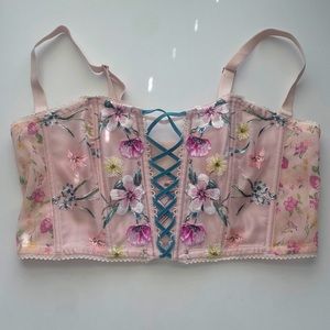 Never worn Victoria's Secret XL pink floral corset top